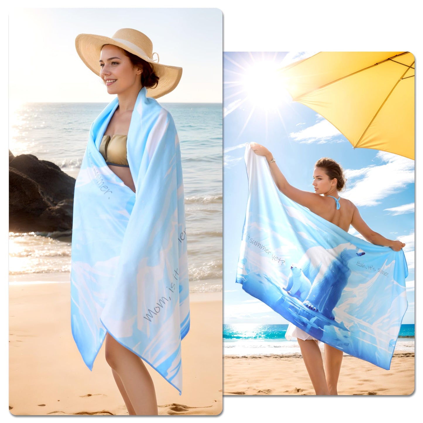 ZIOSINM Beach Towel Microfiber Beach Towel for Adult, 180 * 90cm Extra Large Beach Towel for Swimming, Beach, Travel, Sand Free, Quick Dry