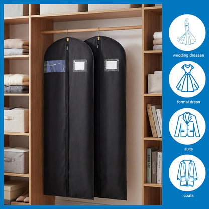 Dntorx 2PCS Long Dress Bags Covers PEVA Wedding Dress Bags 71in, Black