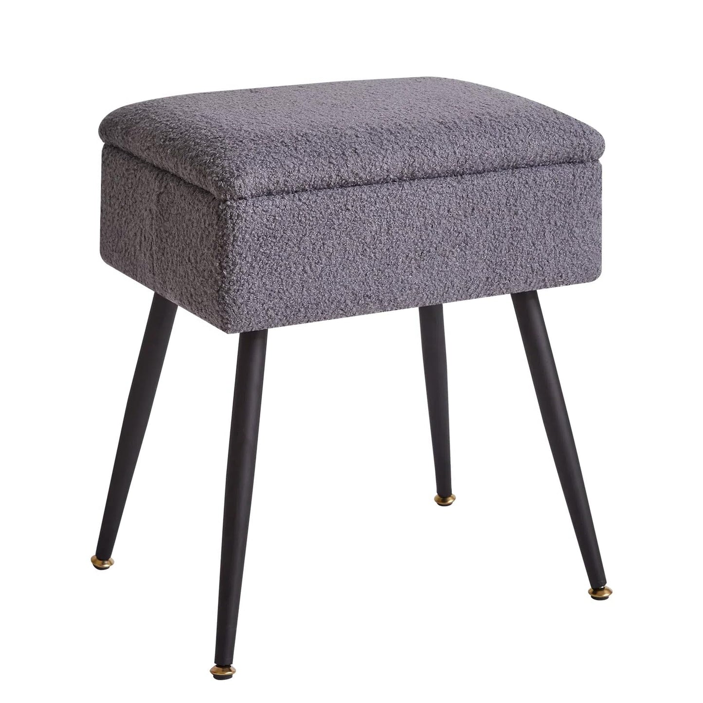 Aibiju Stool Chair for Dressing Table, Faux Teddy Fur Vanity Stool with Storage, Bedroom Ottoman Stool with Metal Legs for Home Living Room, Bedroom,