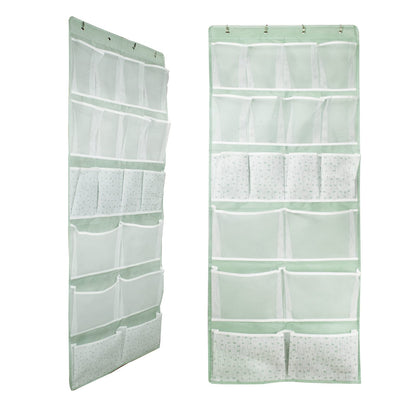 2-Pack 18 Pockets Over Door Hanging Shoes Organiser with 4 Kinds Pouch,Behind Closet Hanging Clothes Shelf,Back of Bathroom Door Storage