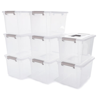 Citylife 8Packs 5L Plastic Boxes with Lids, Storage Clear Stackable Storage Boxes with Handle, Plastic Storage Boxes with Lids for Organizing Toys,