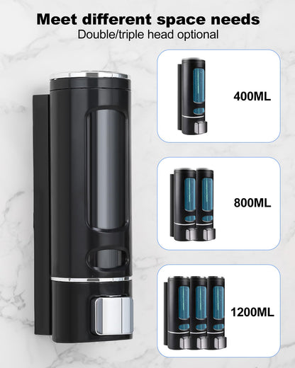 Soap Dispenser Wall Mounted 400ML,Liquid Shower Gel Shampoo Bottle for Bathroom/Kitchen/Handwash(1)