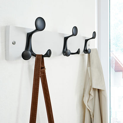SKOLOO 43cm White Wood Coat Rack Wall Mount with 3 Triple Hooks - Ideal for Family Entrances, Classrooms, and Pet Supplies Storage