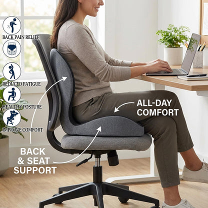 WHOCRAZY Memory Foam Seat Cushion for Office Chair & Car Seat, Ergonomic Coccyx Cushion for Tailbone & Sciatica Pain Relief