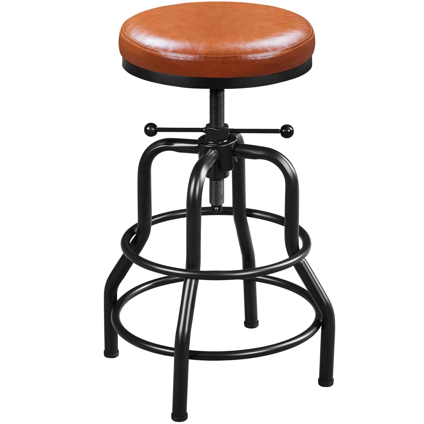 Yaheetech Rustic Round Adjustable Industrial Bar Stools, 1PCS Light Brown