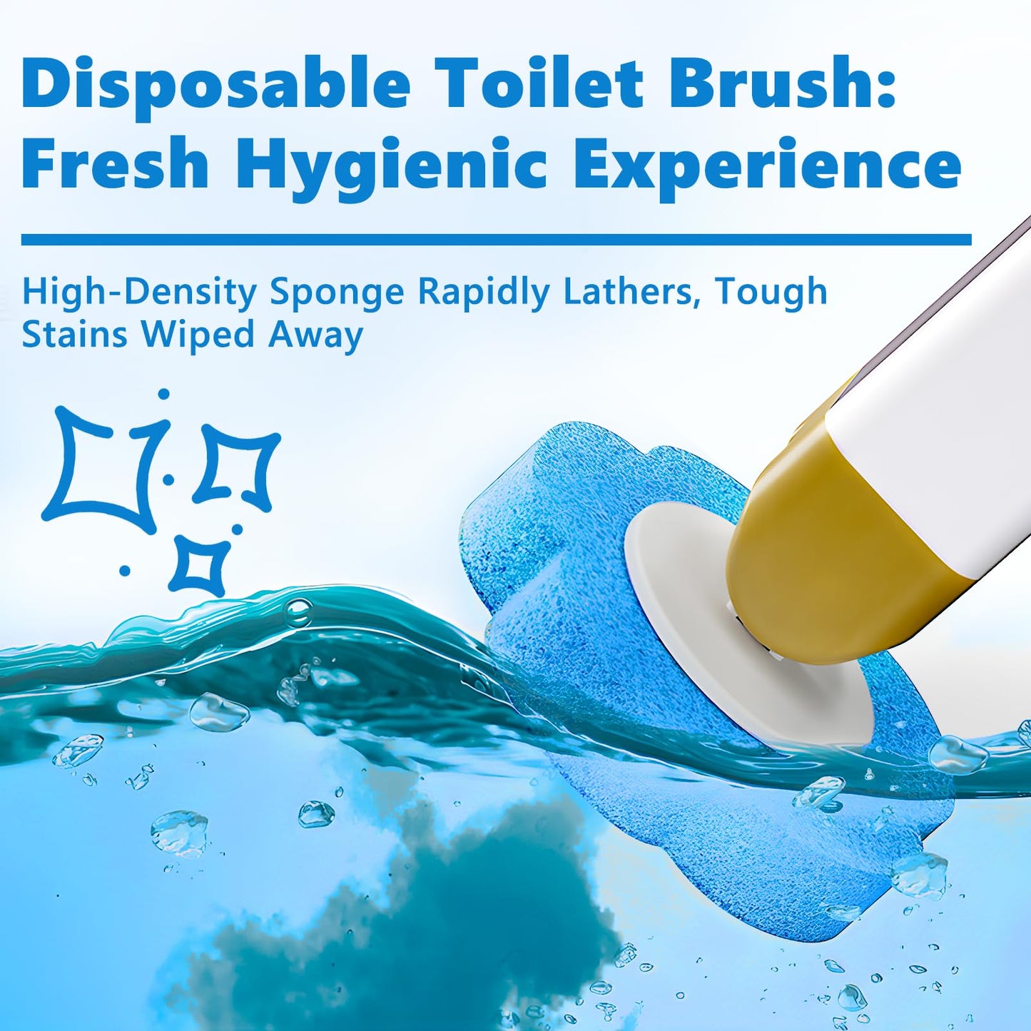 Disposable Toilet Brush with 48 Cleaner Refills, Toilet Brush Disposable with Wall Mounted Holder and Extended Handle for Showers and Bathroom