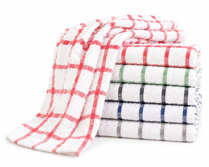 MAS International Vintage Kitchen Terry Tea Towels, 100% Cotton Pack of 6 Quick Drying Machine Washable Dish Cleaning, Hand Cloths
