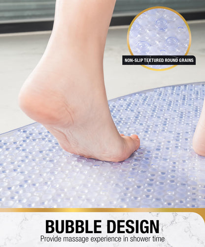 HITSLAM Oval Bath Mat Non Slip Anti Mould Kids Shower Mat, 68x38cm, Clear