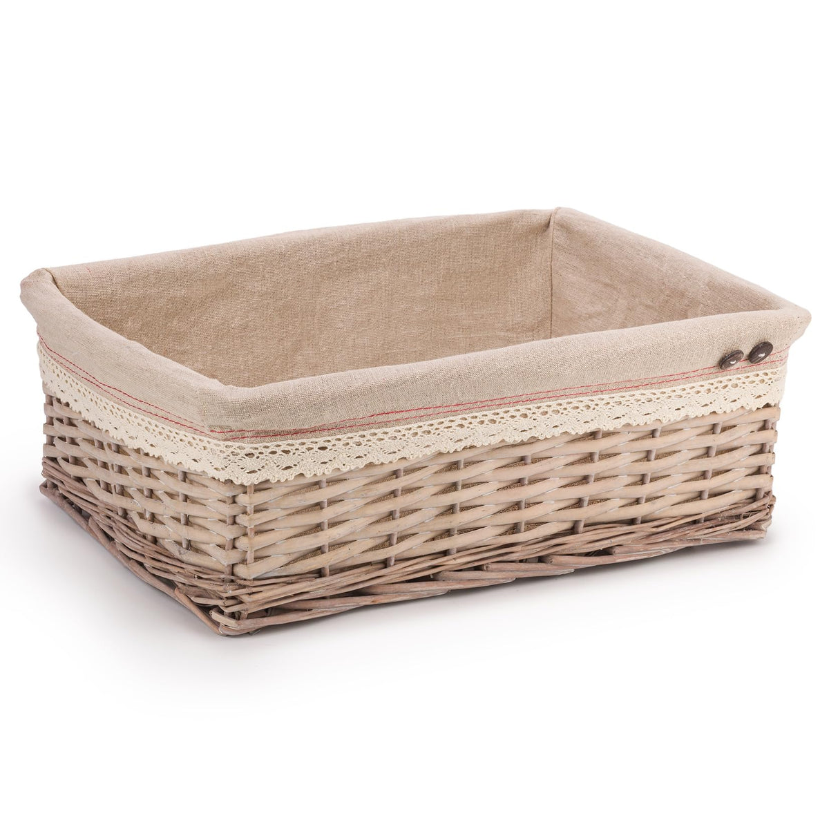Woodluv Storage Baskets, Storage baskets for shelves woven, Storage Boxes Large, Wicker Storage Organiser Basket, 45 x 32 x 16 (H) cm