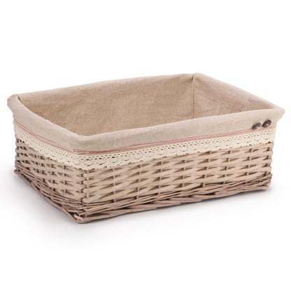 Woodluv Storage Baskets, Storage baskets for shelves woven, Storage Boxes Large, Wicker Storage Organiser Basket, 45 x 32 x 16 (H) cm