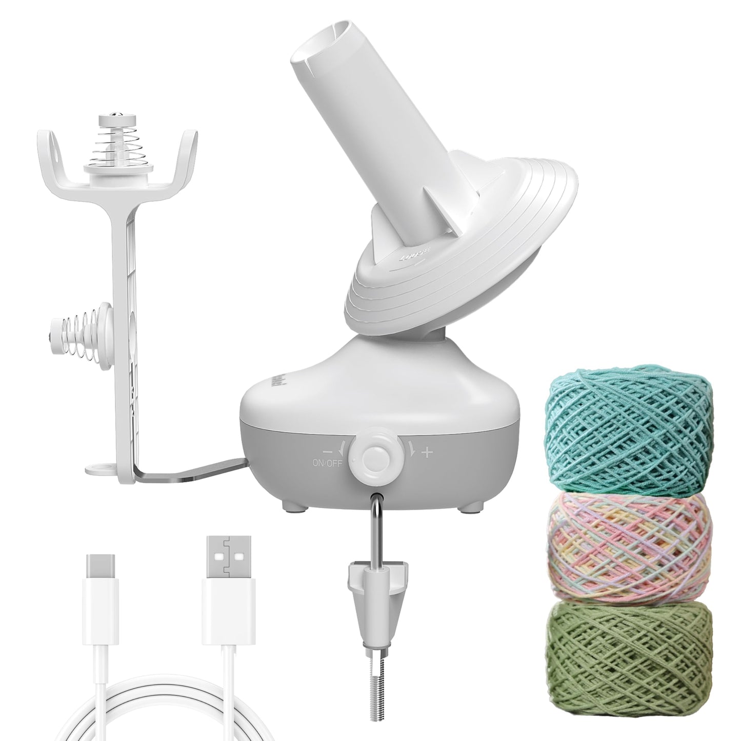 Etcokei Yarn Winder, Electric Wool Winder for Crocheting, Compact Yarn Cake Winder with Strong Tension Stepless Speed, Automatic Yarn Ball Winder Yarn