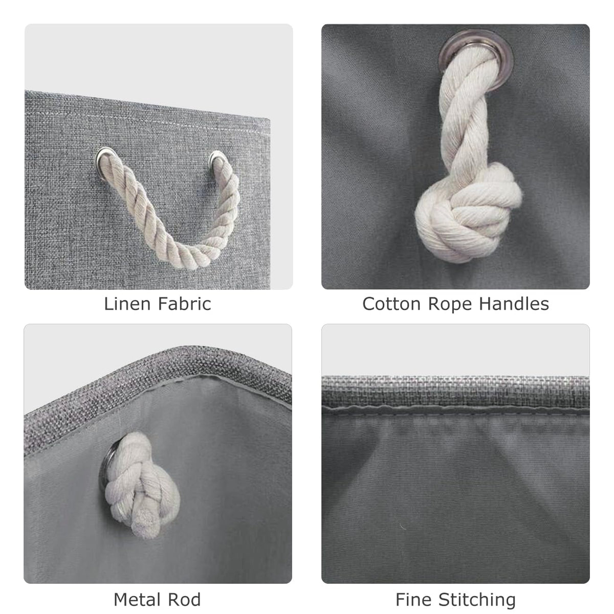 Mangata Fabric Storage Boxes, Storage Baskets for Shelves, 3 Pack (Grey, Small)