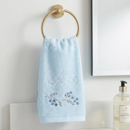 HMETOL Cotton Embroidered Floral Ultra Soft Absorbent Hand Towels 2 Pack
