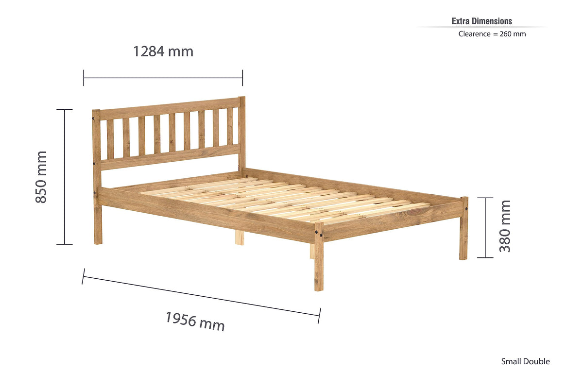 Birlea Pine Small Double Bed Frame 4FT Bedstead Lisbon Rustic Corona Solid Pine
