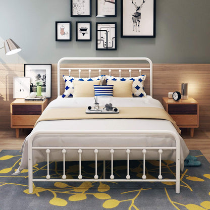 DUMEE Double Bed Frame with Headboard and Footboard Heavy Duty Mattress Foundation, No Box Spring Needed, Enhanced Mattress Support, Noise Free