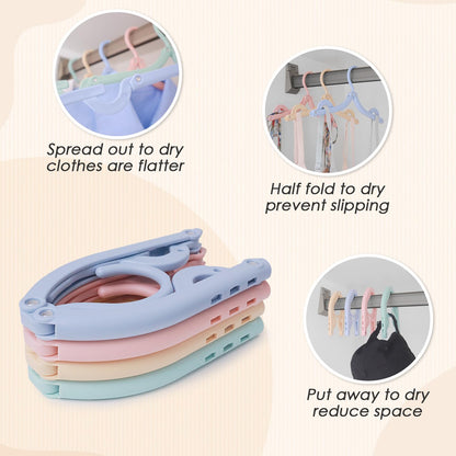 20PCS Folding Clothes Hangers Travel Portable Plastic Coats Hangers 4Colors