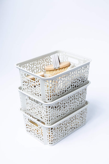 BranQ - Home essential Universal, multifunctional, adjustable storage basket in bamboo design, BPA-free plastic, size S - 2.5 litres, 1 piece