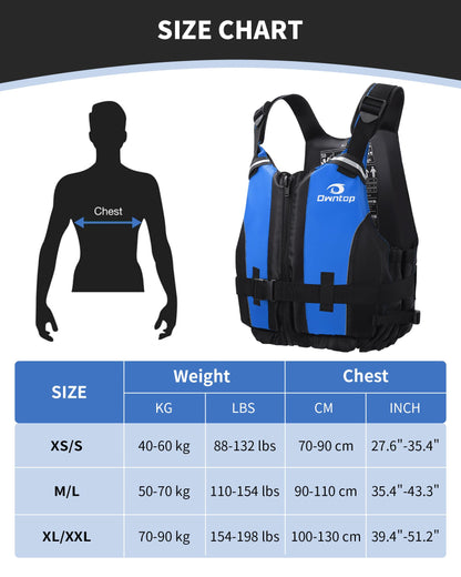 Owntop Buoyancy Aids Adults, Foam Buoyancy Vest Jacket with Crotch Strap Inner Pocket Unisex for Paddleboarding Kayaking Sup Fishing - Blue XS/S