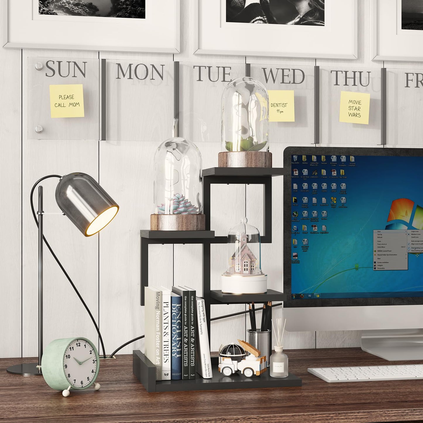 YMYNY Desktop Shelf Organizer 4 Tier Storage Display Rack Black HSR007B