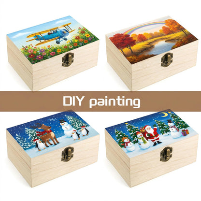 Unpainted Wooden Box with Hinged Lid, 5.9"X3.93"X2.4" Small Decorative Box