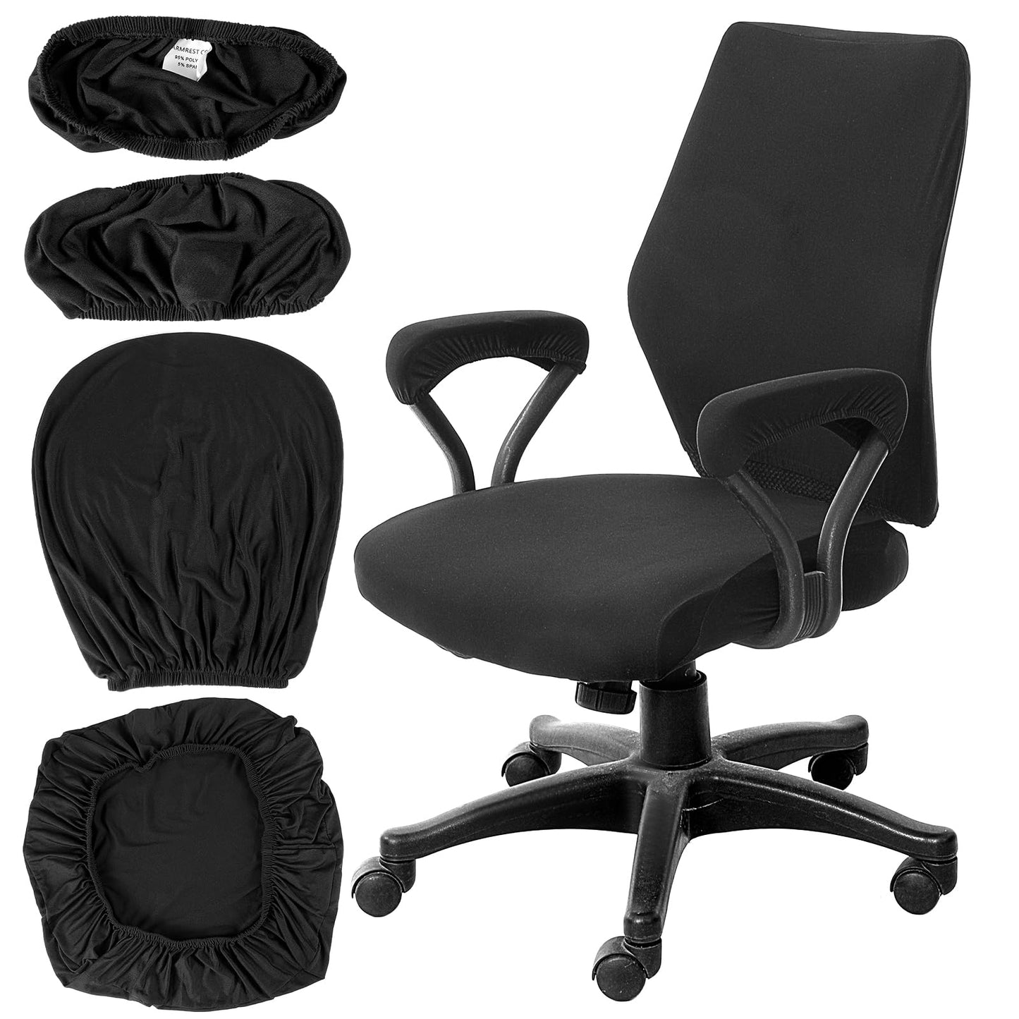 Yolev 4 Pcs Office Chair Covers Set,Computer Universal Protective Stretchable Chair Seat Covers with Armrest Cover,Slipcovers Pads,Cushion Backrest