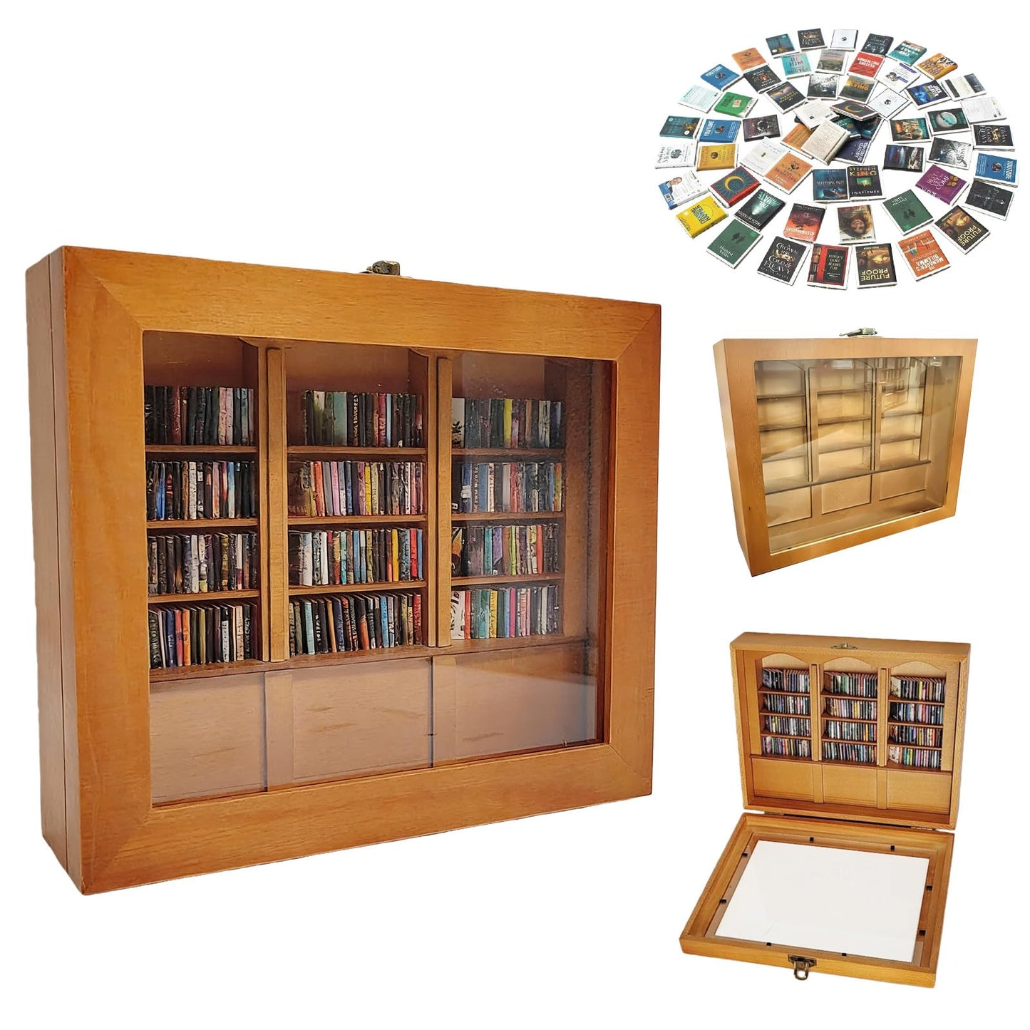 Anxiety Bookshelf, Book Lovers Gifts with 200Pcs Mini Books Miniature Bookcase Ornament