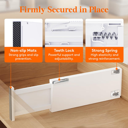 Lifewit 5 Pack 5" High Drawer Dividers 34-56cm/13.5-22" Adjustable Drawer Organiser for Clothes/Utensils, Expandable Kitchen Drawer Dviders