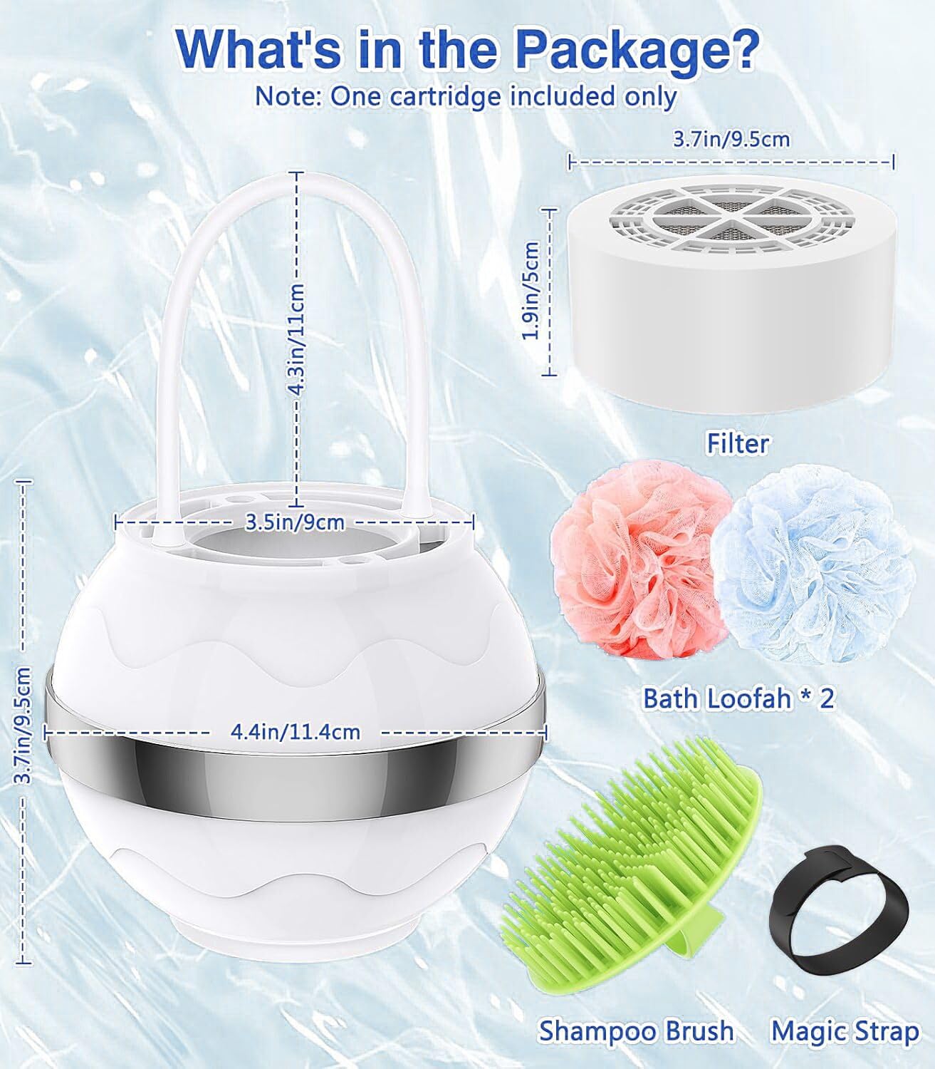 Bath Filter for Baby and Adults with Shower Ball and Shampoo Brush