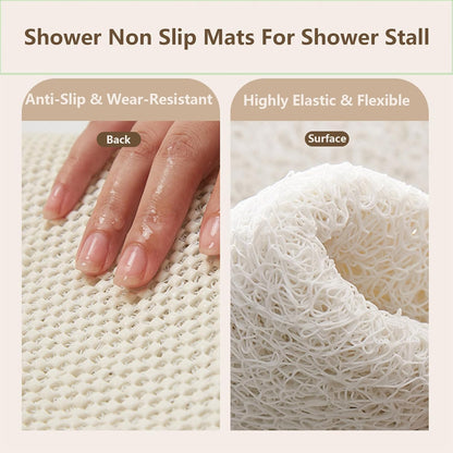 KAZOLEN Shower Mat Non Slip Anti Mould: Bath Mats for Inside Bath- 80 x 40 cm Anti Slip Shower Mats for Inside Shower- Loofah Shower Mat White Long