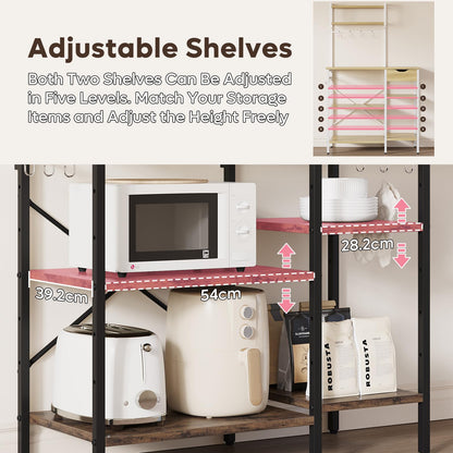 Bestier Microwave Oven Rack, 90cm Large Microwave Oven Kitchen Rack with 2 Height-Adjustable and Removable Shelves, High Load-Bearing Design, Drawers