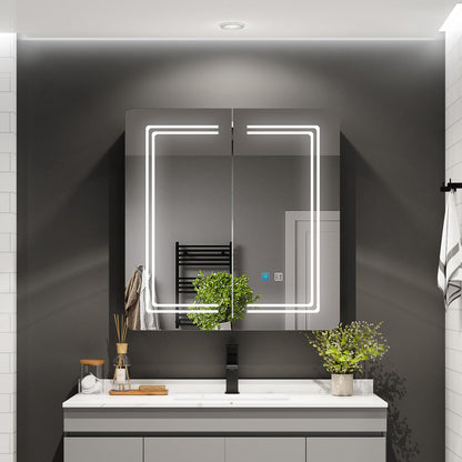 LUMIRRORS® LED Bathroom Mirror Cabinets with Shaver Socket 63x65cm 2-Door