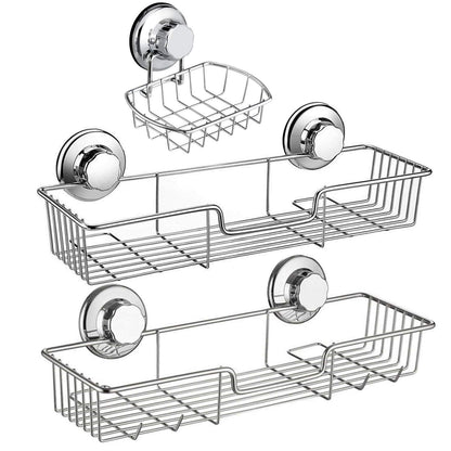 iPEGTOP Shower Caddy Basket Shelf & Soap Dish Holder for Bathroom Shampoo Conditioner Kitchen Storage Organizer SUS304 Stainless Steel, No Drilling