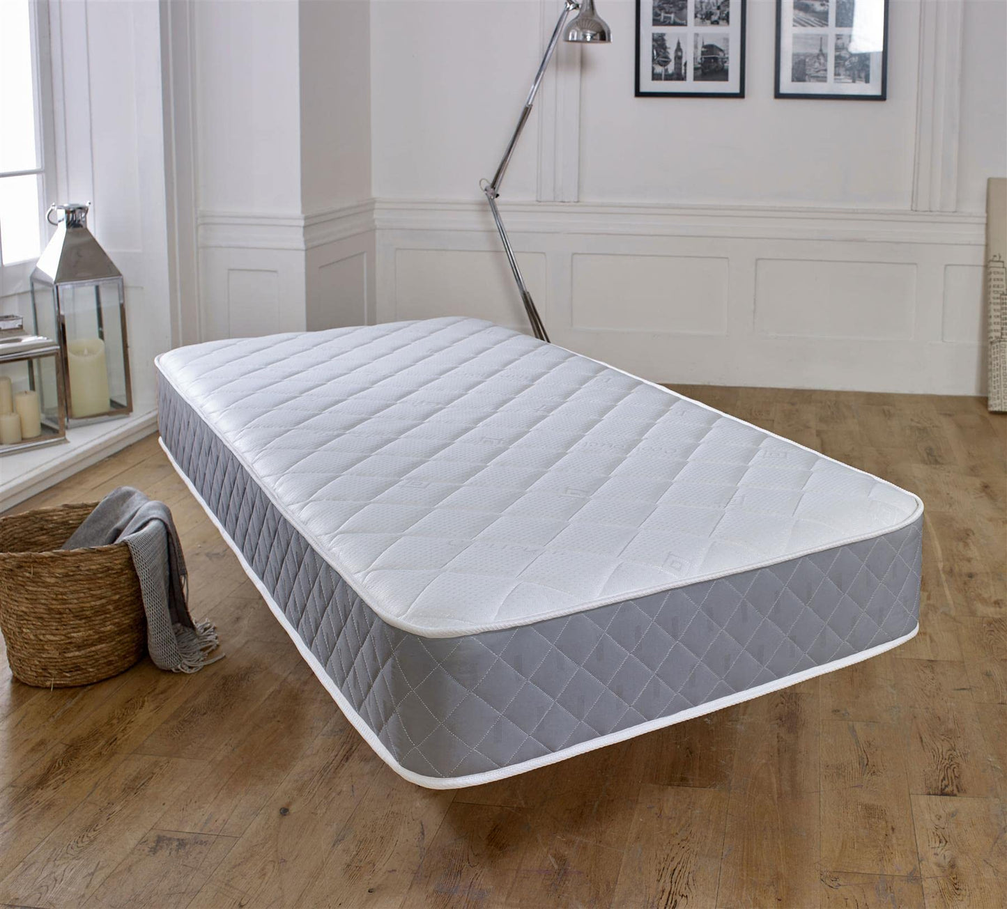 Extreme Comfort Spring Coil Diamond Grey Essentials Mattress | 3ft Single (90cm x 190cm) | Foam Free Spring Coil | Plush Feel | Cooltouch Plus Sleep
