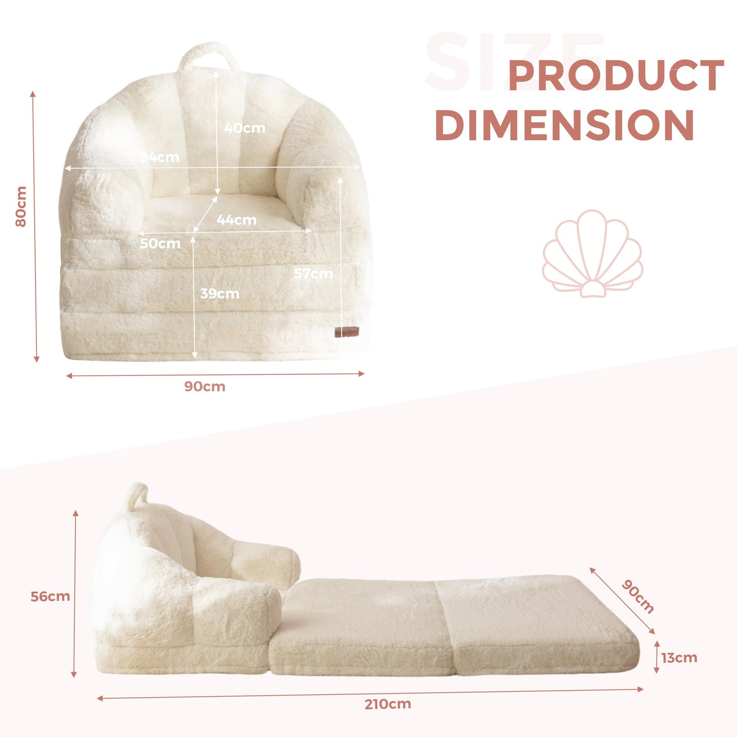 MAXYOYO Single Sofa Bed, Folding Bean Bag Chair, Faux Fur Fabric