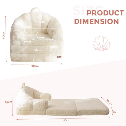 MAXYOYO Single Sofa Bed, Folding Bean Bag Chair, Faux Fur Fabric