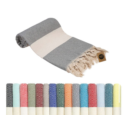 KZY LONDON Beach Towel - 180 x 100 Extra Large Turkish Beach Towels for Camping, Swimming, Bath, Gym, Picnic - Quick Dry, Super Absorbent