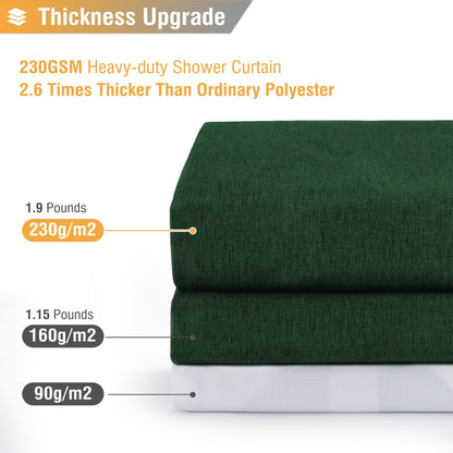 BTTN Linen Look Shower Curtain, Waterproof, 182x200cm, Emerald Green
