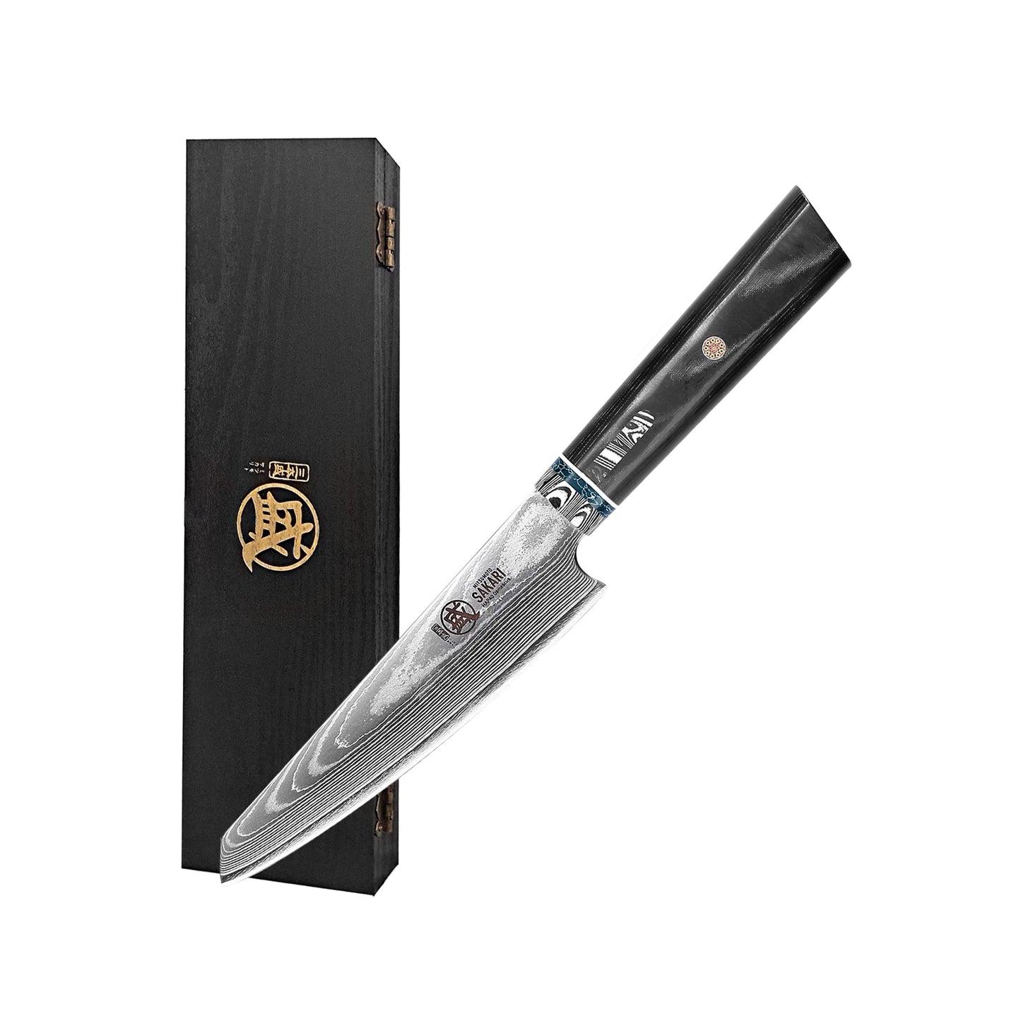 MITSUMOTO SAKARI Japanese Small Chef Knives, 4.5 inch Professional Kitchen Knives, Hand Forged Fruit Knife Made of HAP40 Powder Steel (Micarta Handle