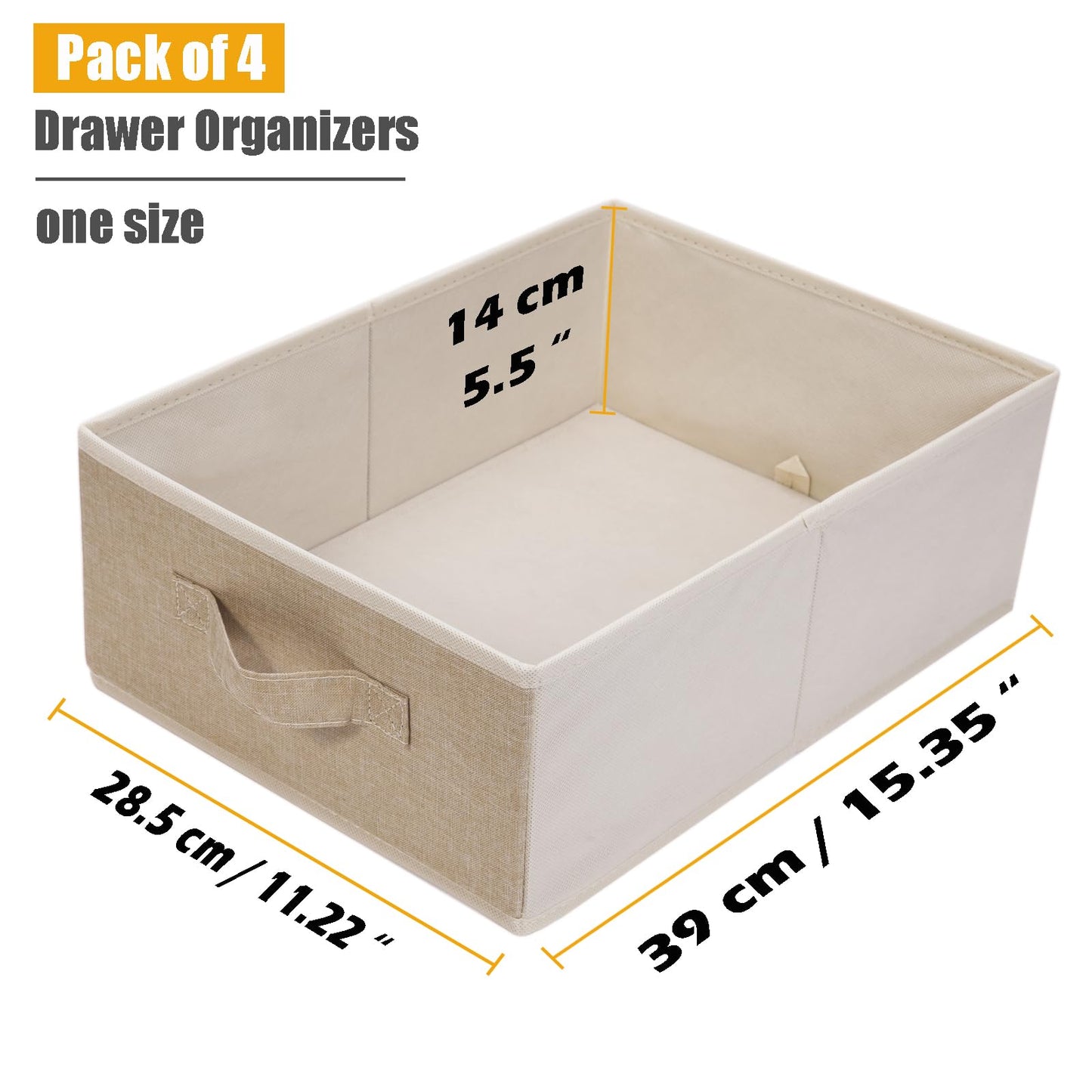4 Pack Wardrobe Storage Organiser Box for Clothes Shelves Foldable Fabric