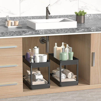 Sooyee 4 Tier Wide Storage Cart Mobile Shelving Unit Organizer Slide Out Storage Rolling Utility Cart Tower Rack for Kitchen Bathroom Laundry