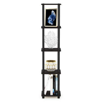 Furinno TURN-N-TUBE Storage Shelves, 5-Tier Square Book Shelf, Corner Shelf, Toolless Open Shelves, Round Tubes, for Organization and Storage