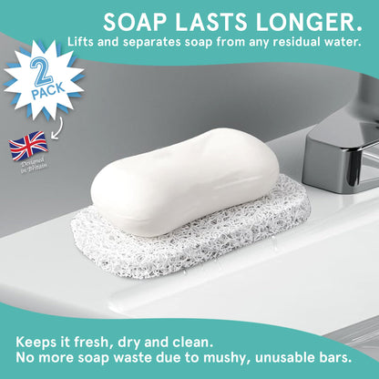 Soap Saver by Smith’s® | Extend Your Soap’s Life | 14 cm (L) x 8 cm (W) x 1.2 cm (H) | White / 2 Pack | 50% Thicker | Enhanced Design