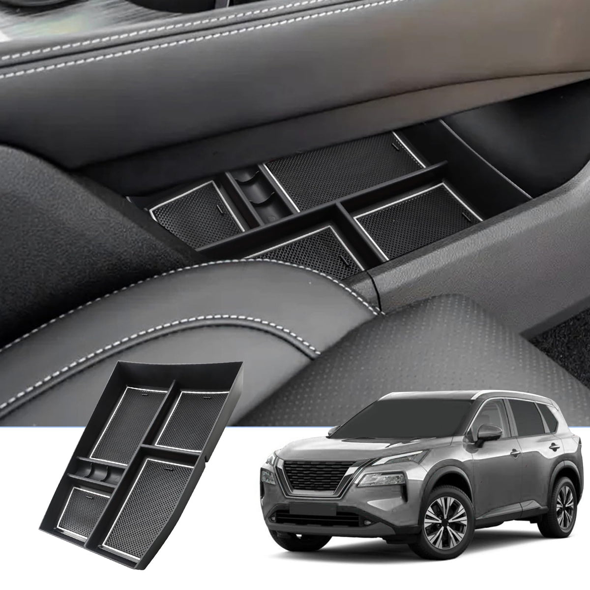 BIXUAN X-Trail T33 2026 Compatible with Nissan X-Trail T33 2022 2023 2024 2025 2026 Center Console Storage Mat Non-Slip Mat for Storage Compartment