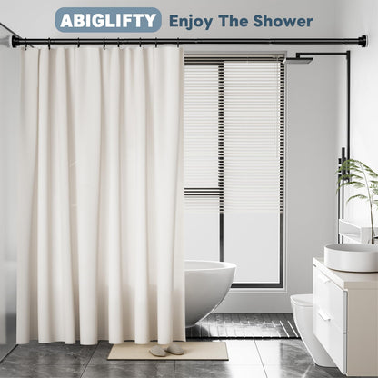 Abiglifty Black Shower Curtain Pole, 84-135cm Stainless Steel Extendable Curtain Poles, Shower Curtain Rail No Drilling, Non Slip, No Rust