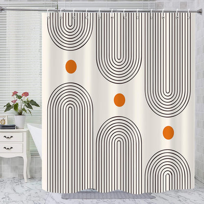 GKLEASG Mid Century Shower Curtain, Minimalist Arch Simple Sun Modern Beige Boho Machine Washable Waterproof Fabric for Bathroom Decor Bathtub with