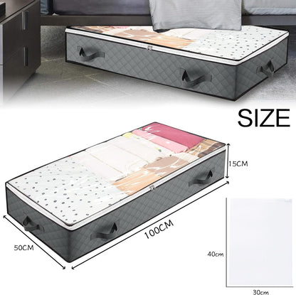YUETOGUO Underbed Storage Bags Foldable 3Pcs Large Under Bed Storage Box with 6 pcs Large Clothes Storage Bag,Under Bed Storage Bag with Reinforced
