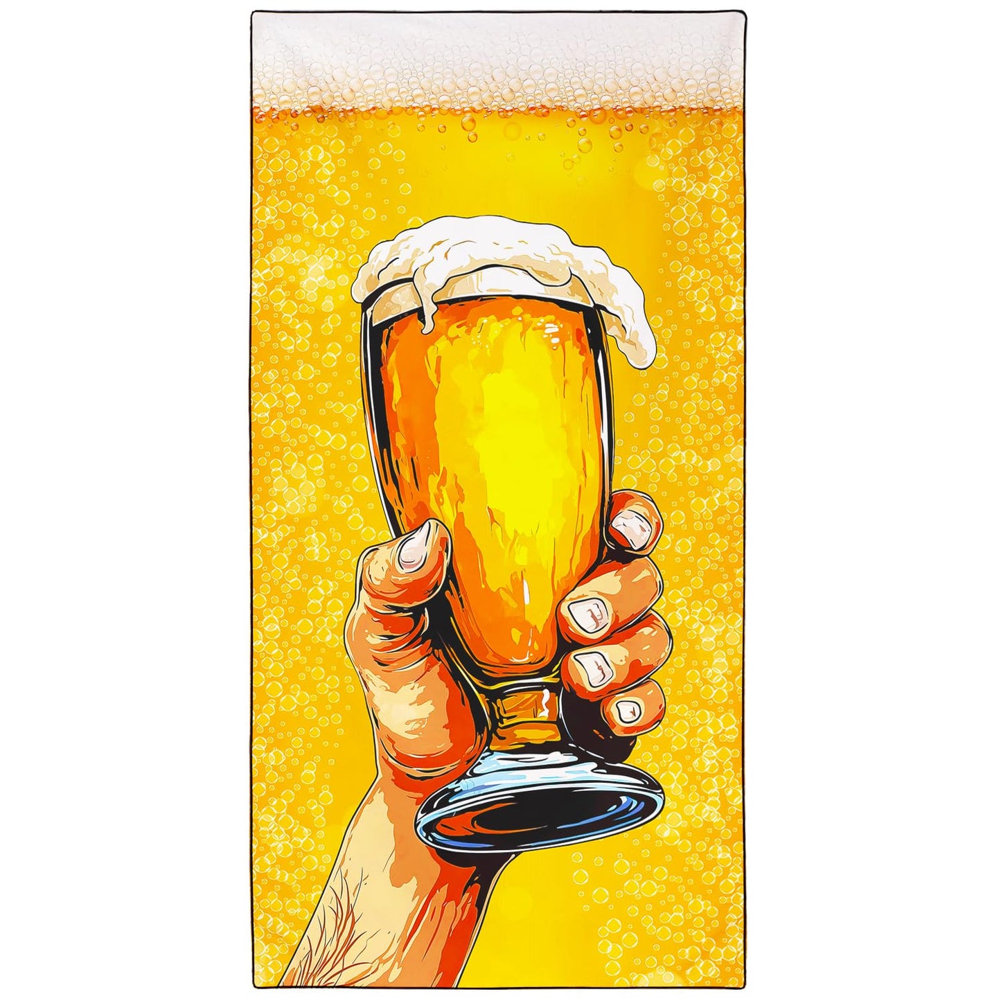 Violetpos Beer Cheers Beach Towel, Extra Large 180x90 cm 250GSM Microfibre, Sand Free Quick Dry
