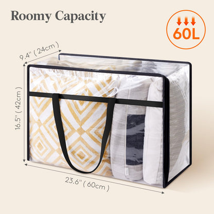 Lifewit 8 Pack Clear Storage Bags, 60L Plastic Clothes Storage Bags