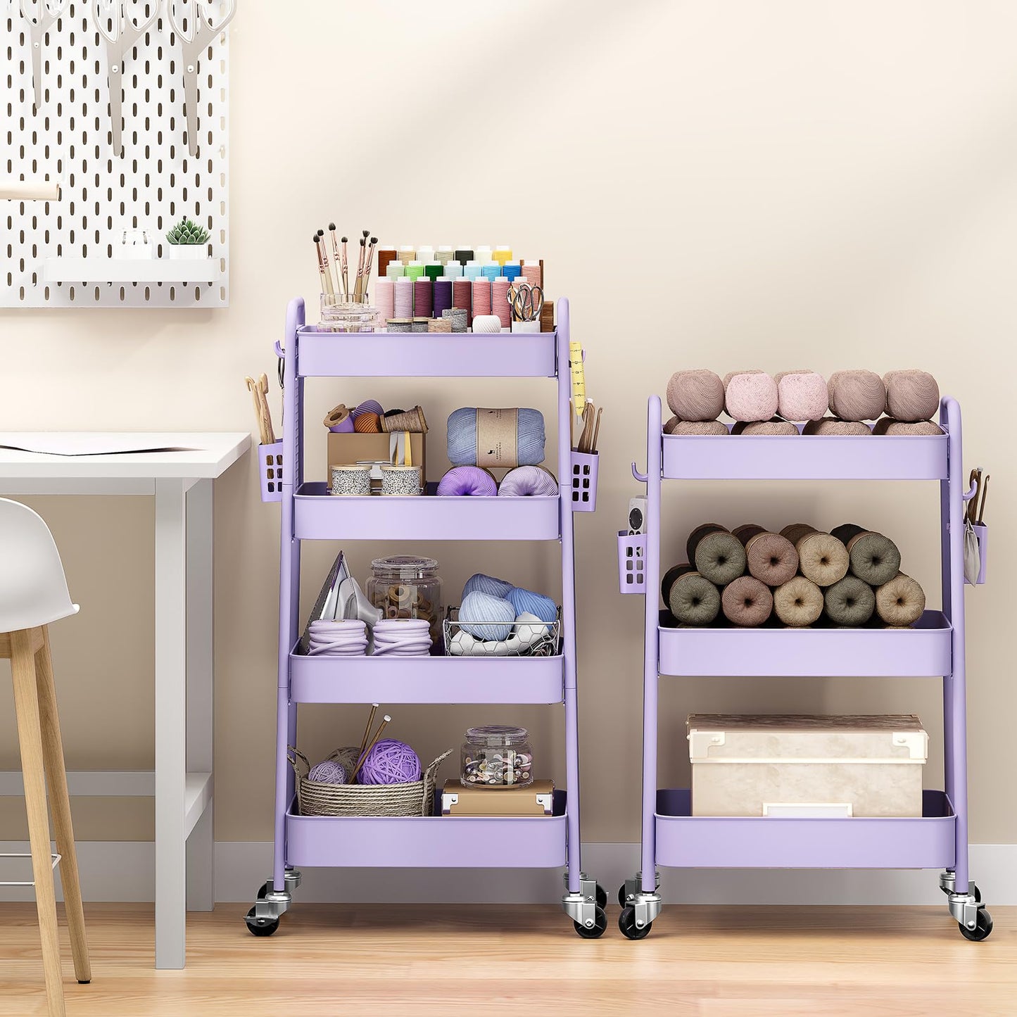 Urackify 4 Tier Storage Trolley on Wheels, Purple