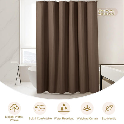 Hotel Style Waffle Weave Shower Curtain, Water Repellent Heavy Duty Fabric Texture Bath Curtain with Weighted Hem